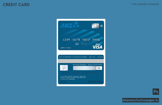 Vorschau einer Beispielkarte der australischen ANZ Bank Visa